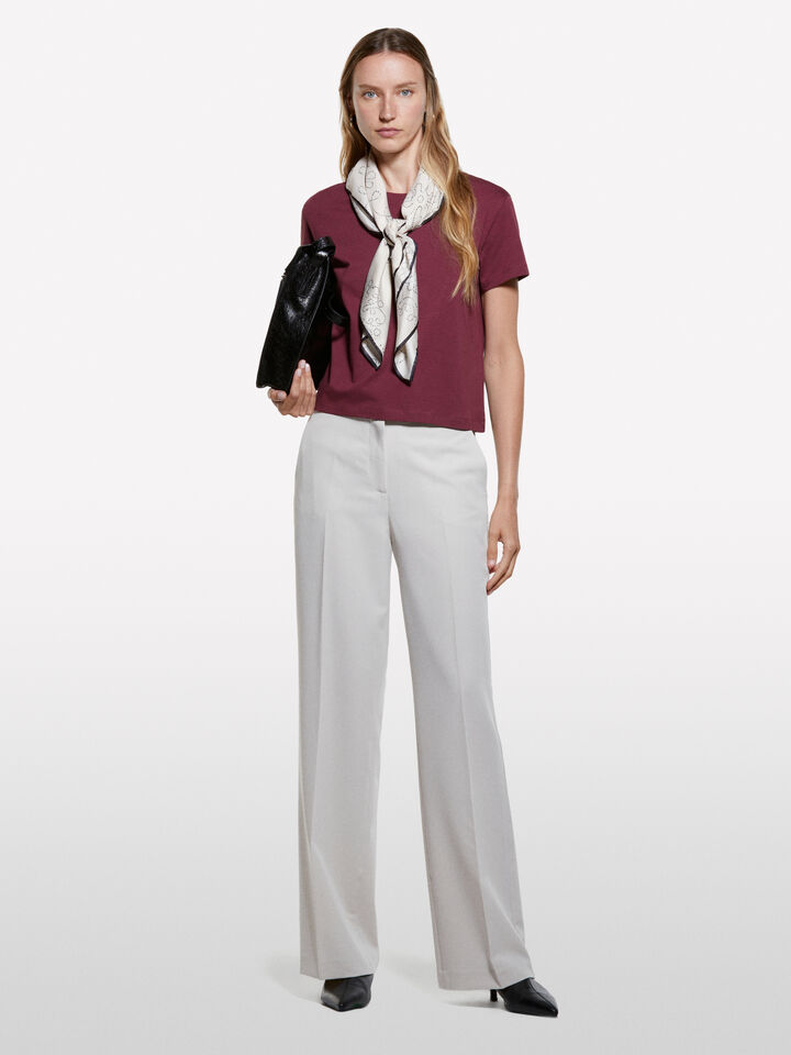 Burgundy boxy fit t-shirt - women's short sleeve t-shirts - Burgundy | Sisley image number 1